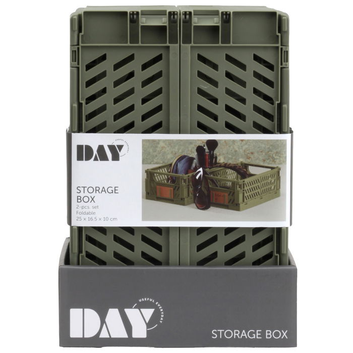 Day Juego De 2 Cajas Plegables Almacenaje 25x16,5 cm Color Verde Oliva Day Juego De 2 Cajas Plegables Almacenaje 25x16,5 cm Color Verde Oliva
