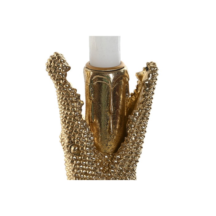 DKD Home Decor Figura de Cocodrilo Dorado en Resina