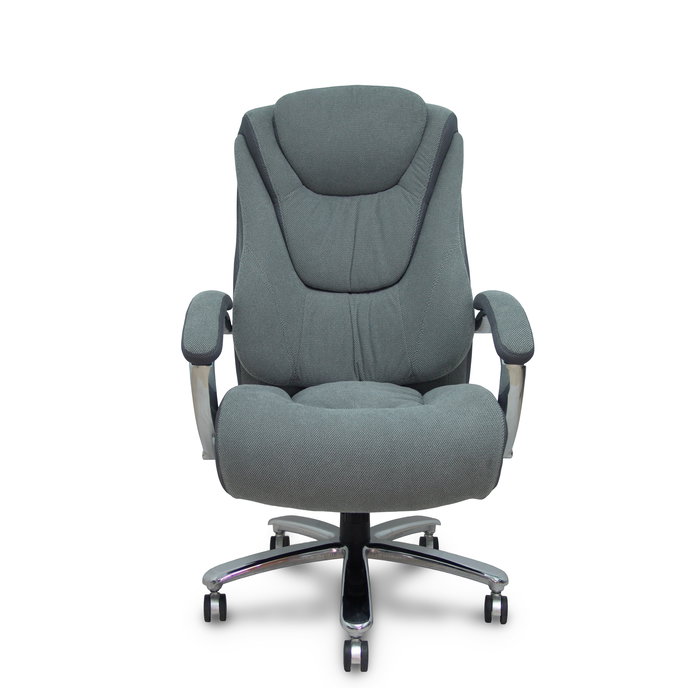 Sillón Ergo531 con mecanismo Basculante tapizada con Tela color Gris. Equipado con Base cromada, Brazos fijos, Cabecero Fijo y Ruedas de nailon de 60mm