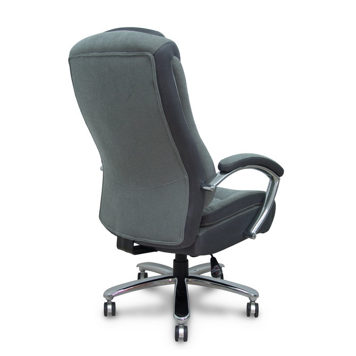 Sillón Ergo531 con mecanismo Basculante tapizada con Tela color Gris. Equipado con Base cromada, Brazos fijos, Cabecero Fijo y Ruedas de nailon de 60mm