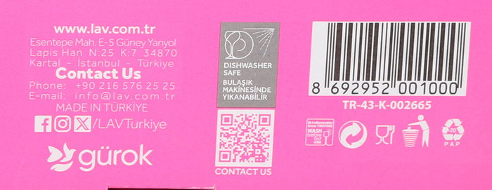 Lav Set 3 Vasos Agua 290 cc Colección Adora (16 Cajas)