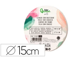 Liderpapel Bastidor Redondo Lienzo 100% Algodón Borde Madera 15 cm Gramaje 280g/m2 FSC