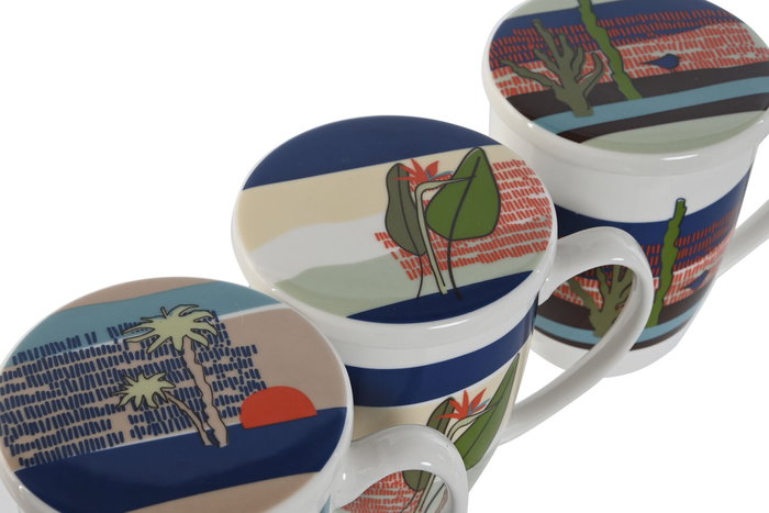 DKD Home Decor Tazas de Porcelana Teide 2023 Surtidas, 380ml (Pack de 3) Axul y Verde DKD Home Decor Tazas de Porcelana Teide 2023 Surtidas, 380ml (Pack de 3) Axul y Verde