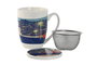 DKD Home Decor Tazas de Porcelana Teide 2023 Surtidas, 380ml (Pack de 3) Axul y Verde