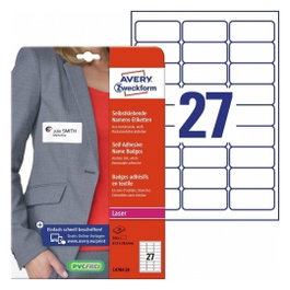 AVERY Zweckform L4784-20 Etiquetas de nombres blancas 63,5 x 29,6 mm