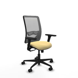 PIQUERAS Y CRESPO Silla de oficina Zulema con mecanismo Sincro, brazos 3D y tapizado Crema/Gris