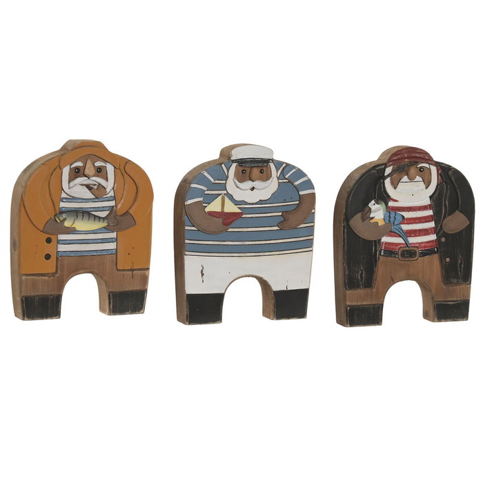 DKD Home Decor Figura Madera Reciclada Marinero Surtido de 3