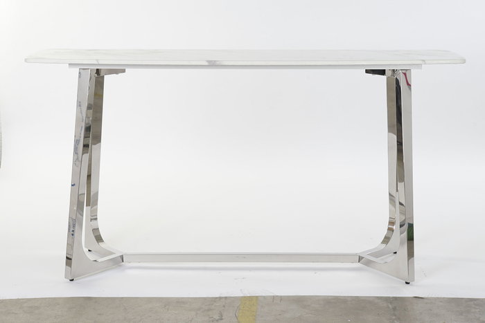 DKD Home Decor Marmol crome Consola Moderno Plateado Blanco Acero Mármol 150 x 45 x 80 cm