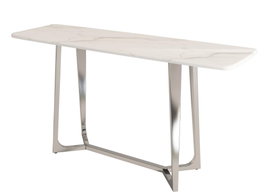 DKD Home Decor Marmol crome Consola Moderno Plateado Blanco Acero Mármol 150 x 45 x 80 cm