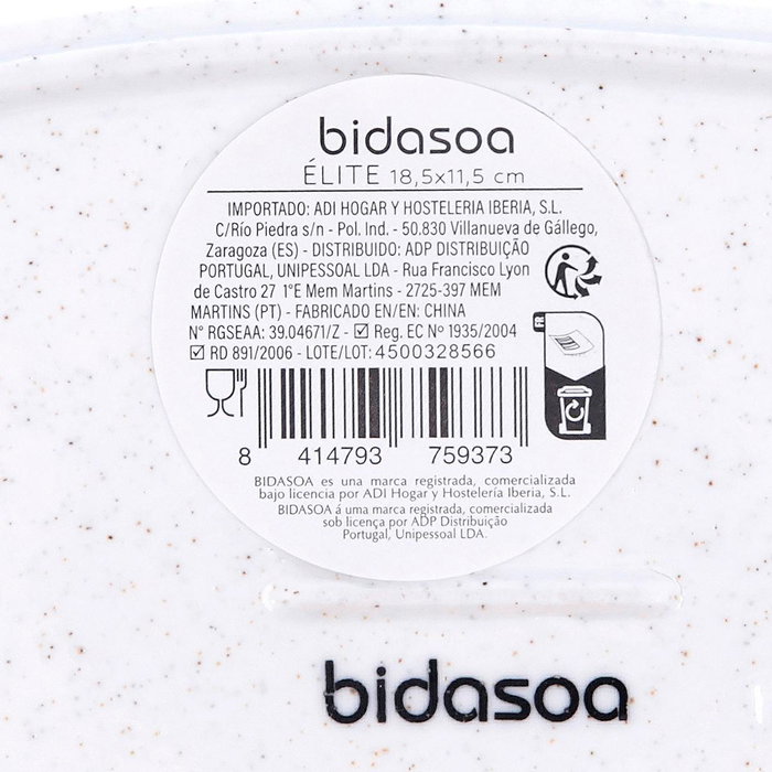 Bandeja Porcelana Alumina Elite Bidasoa 18,5x11,5 cm (8 Unidades)