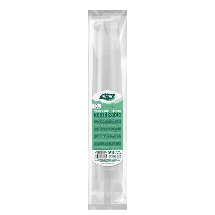 Set de vasos reutilizables Algon De tubo Transparente 10 Piezas 300 ml (50 Unidades)