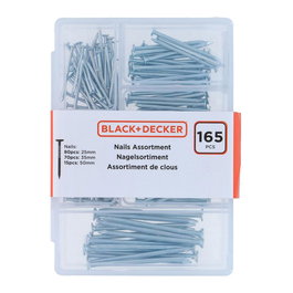 Black+Decker Surtido de clavos 165 piezas