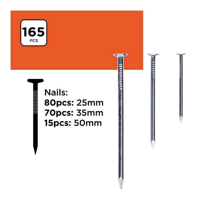 Black+Decker Surtido de clavos 165 piezas