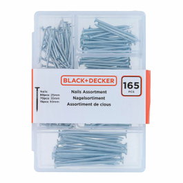 Black+Decker Surtido de clavos 165 piezas