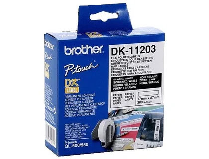Brother DK11203 Etiquetas Precortadas para Carpetas 17x87mm (300 Unidades) Brother DK11203 Etiquetas Precortadas para Carpetas 17x87mm (300 Unidades)