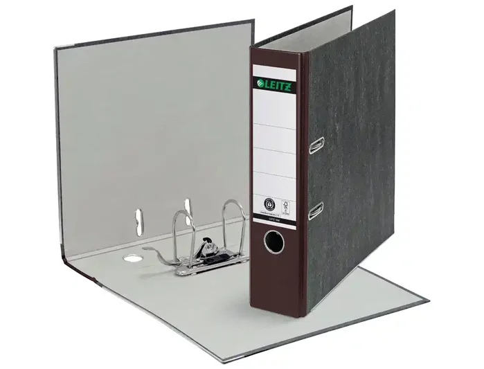 Leitz Archivador de palanca cartón jaspeado 180° DIN A4 lomo 80 mm marrón