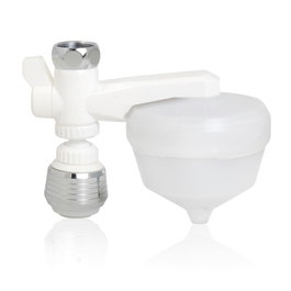 Metaltex Uni-3 Classic Purificador de Agua para Grifo con Filtro de Carbón Activado, 3 Funciones de Salida, Color Blanco, Elimina Cloro, Malos Olores e Impurezas del Agua Potable
