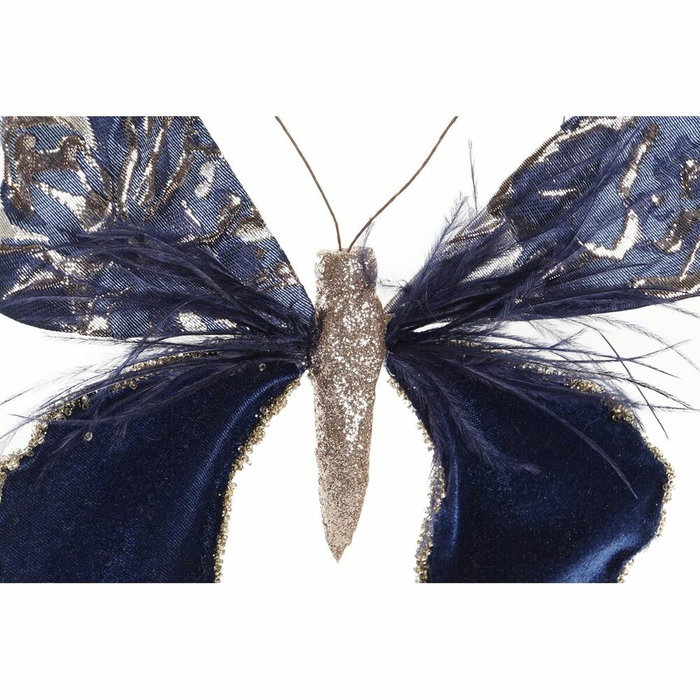 DKD Home Decor Set de 2 Figuras de Mariposa en Poliéster, Azul DKD Home Decor Set de 2 Figuras de Mariposa en Poliéster, Azul