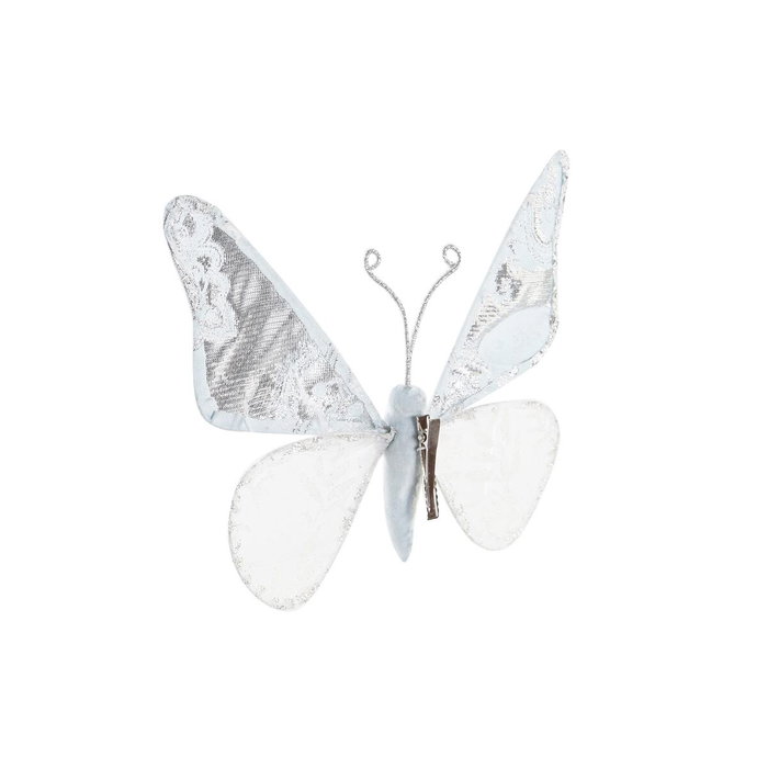 DKD Home Decor Set de 2 Figuras de Mariposa en Poliéster, Azul DKD Home Decor Set de 2 Figuras de Mariposa en Poliéster, Azul