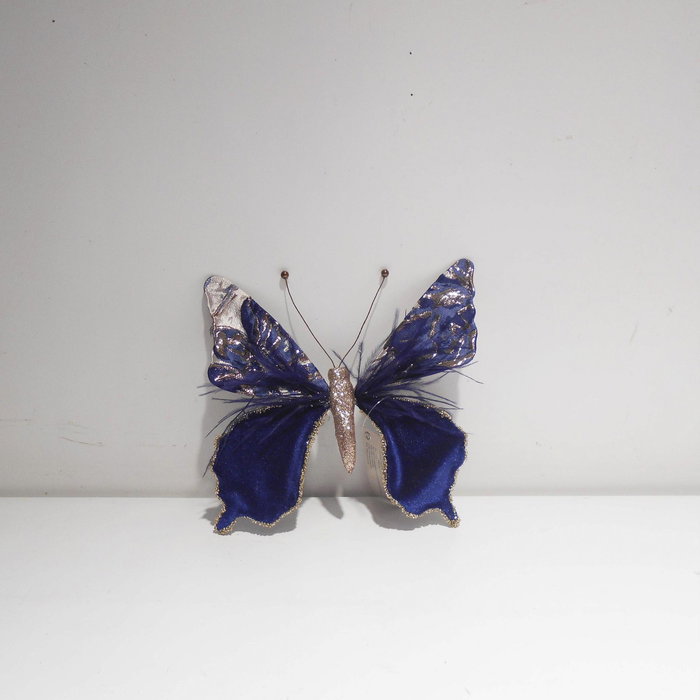 DKD Home Decor Set de 2 Figuras de Mariposa en Poliéster, Azul DKD Home Decor Set de 2 Figuras de Mariposa en Poliéster, Azul
