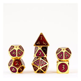 FanRoll Pack de 7 Dados Gold con Esmalte Púrpura
