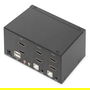 Digitus DS-12860 KVM-Switch 2-Port, Pantalla Dual, 4K HDMI, 3840 x 2160 Píxeles, Negro