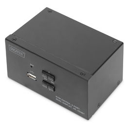 Digitus DS-12860 KVM-Switch 2-Port, Pantalla Dual, 4K HDMI, 3840 x 2160 Píxeles, Negro
