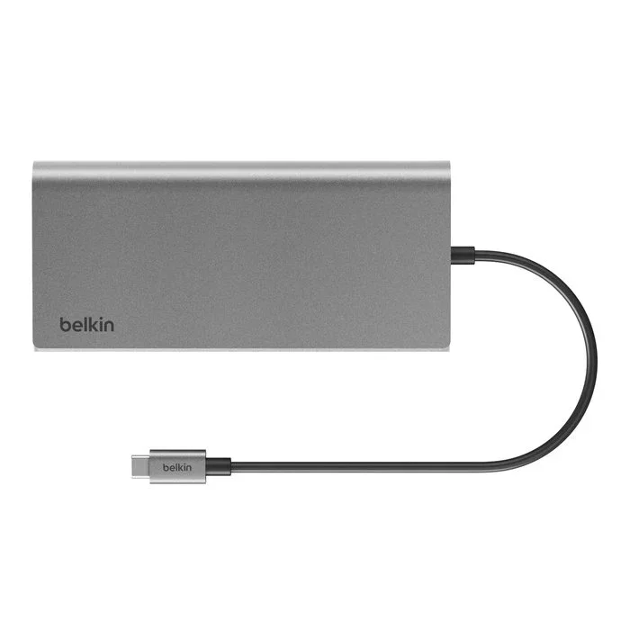 Belkin INC015BTSGY-CZ Base/replicador de puertos USB-C 100W, Aluminio, 4K 60Hz, Ethernet, 2xUSB-A, 2xUSB-C, 2xHDMI para MacBook, iPad, Dell