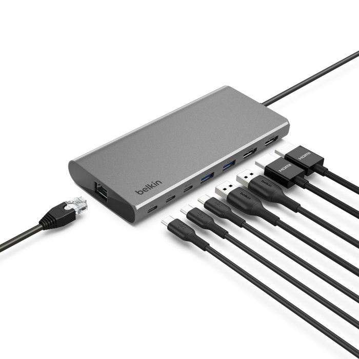 Belkin INC015BTSGY-CZ Hub USB-C 8 en 1 con doble HDMI 4K y carga 100 W