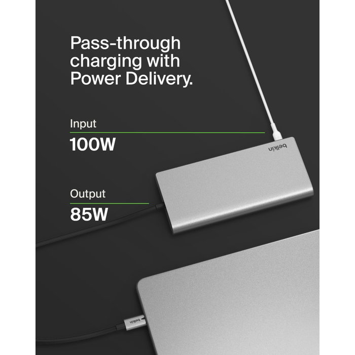 Belkin INC015BTSGY-CZ Hub USB-C 8 en 1 con doble HDMI 4K y carga 100 W