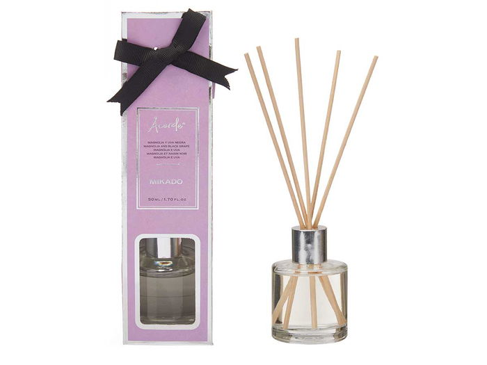 Acorde Mikado 50 ml 6 Fragancias Surtidas Aromas Frutos Silvestres Roble Cardamomo Mimosa Mandarina Lima Magnolia Uva Negra Rosas Rojas Madera 5.7x21x5.7 cm (Set de 30)