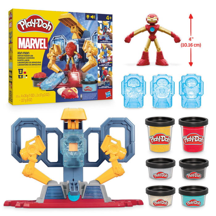 HASBRO Marvel Iron Man Laboratorio de Armaduras Play-Doh Juguete para +4 años con Plastilina y Accesorios