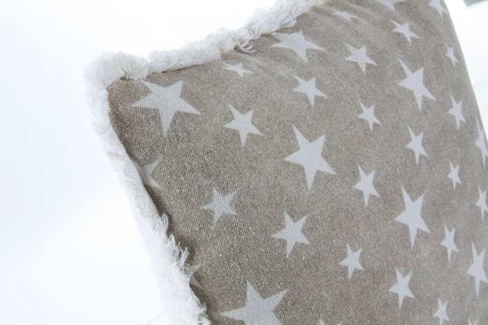 DKD Home Decor Cojín Estrellas Beige y Gris