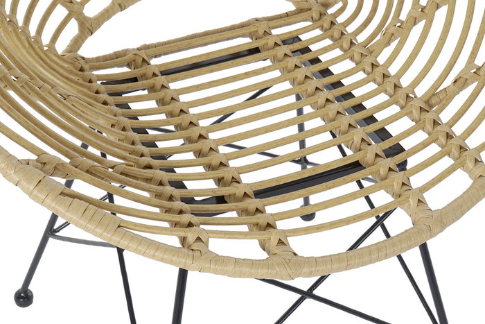 DKD Home Decor Silla Terraza Y Jardin Negro Ratan Sintetico Hierro Galvanizado 64 x 78 x 72 cm (2 Unidades)