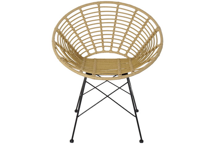 DKD Home Decor Silla Terraza Y Jardin Negro Ratan Sintetico Hierro Galvanizado 64 x 78 x 72 cm (2 Unidades)