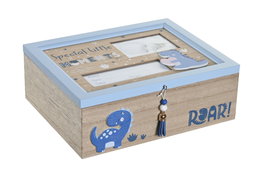 DKD Home Decor Caja MDF Dinosaurio Azul 24x19x8,5 cm