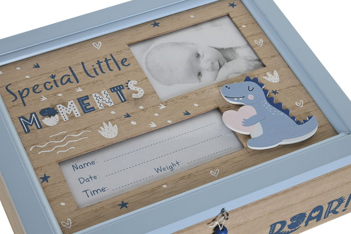 DKD Home Decor Caja MDF Dinosaurio Azul 24x19x8,5 cm
