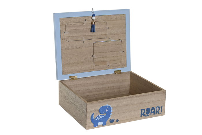 DKD Home Decor Caja MDF Dinosaurio Azul 24x19x8,5 cm