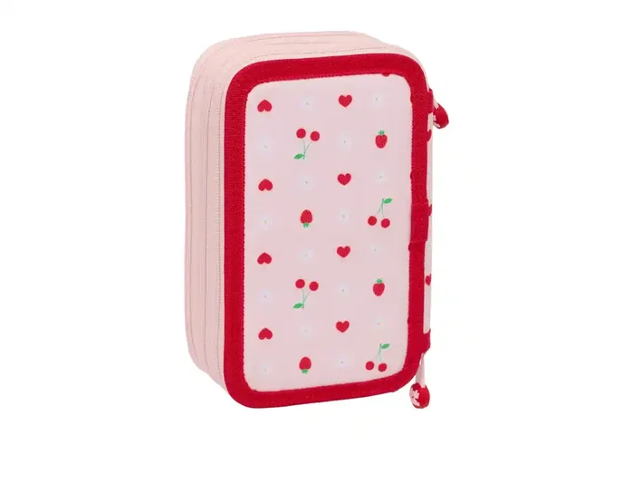 Safta Plumier Escolar Glowlab Frutitas Triple Cremallera 37 Piezas