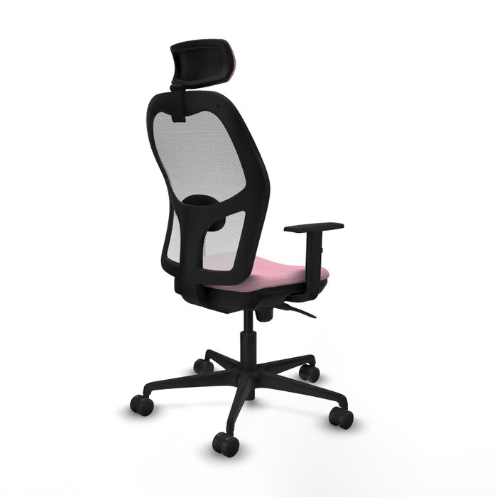 Silla de oficina Jorquera con mecanismo Sincro tapizada con Tela color Rosa y malla color Blanco. Equipada con lumbar 1D, Brazos 1D, Cabecero 2D y Ruedas 65mm nailon Silla de oficina Jorquera con mecanismo Sincro tapizada con Tela color Rosa y malla color Blanco. Equipada con lumbar 1D, Brazos 1D, Cabecero 2D y Ruedas 65mm nailon