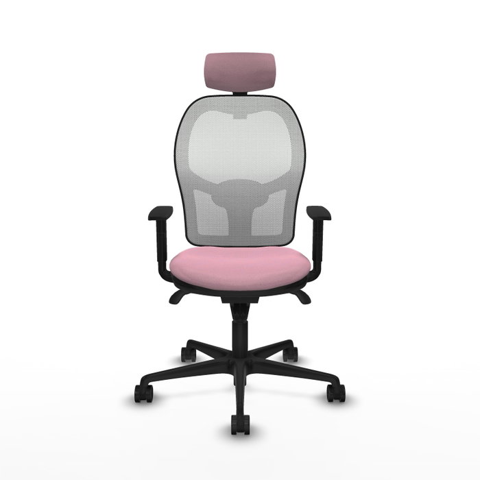Silla de oficina Jorquera con mecanismo Sincro tapizada con Tela color Rosa y malla color Blanco. Equipada con lumbar 1D, Brazos 1D, Cabecero 2D y Ruedas 65mm nailon Silla de oficina Jorquera con mecanismo Sincro tapizada con Tela color Rosa y malla color Blanco. Equipada con lumbar 1D, Brazos 1D, Cabecero 2D y Ruedas 65mm nailon