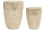 DKD Home Decor Set de 2 Jarrones de Cemento Barroco Desgastado Blanco Rozado