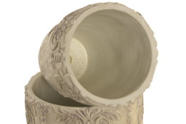 DKD Home Decor Jarron Shabby Cemento Estilo Barroco Blanco Rozado 16x23x16 cm Set de 2 Unidades Decoración Hogar