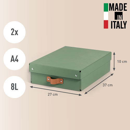 Leitz Pack 2 Cajas de Almacenamiento Medianas Baja Verde A4 8L