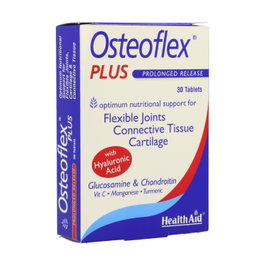 Health Aid Osteoflex Plus 30 Comprimidos - Glucosamina, Ácido Hialurónico, Vitamina C, Cúrcuma y Manganeso para Articulaciones