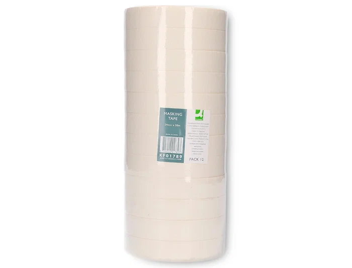 Q-connect Cinta Adhesiva para Pintar, 50 m x 24 mm, Cinta de Enmascarar para Bordes Rectos y Protección de Superficies