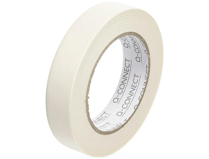 Q-connect Cinta Adhesiva para Pintar, 50 m x 24 mm, Cinta de Enmascarar para Bordes Rectos y Protección de Superficies
