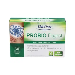 DIETISA Probiodigest 30 Capsulas Probioticos Hinojo y Vitaminas para la Digestión Normal