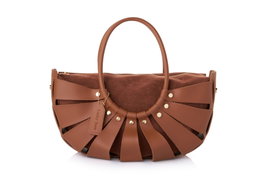 Lucky Bees Ingrid Bolsa de Hombro Color Tan Cuero de Polivinilo Elegante y Sofisticada