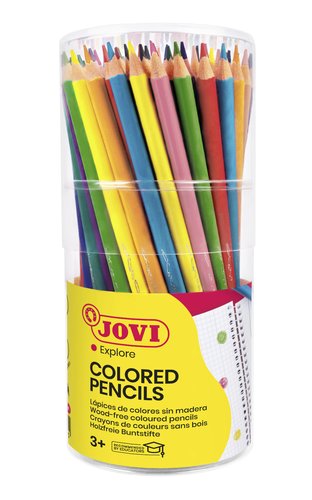 Jovi Lápices de Colores Woodless Triangulares, Bote de 84 Unidades